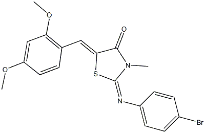 2-[(4-bromophenyl)imino]-5-(2,4-dimethoxybenzylidene)-3-methyl-1,3-thiazolidin-4-one Struktur