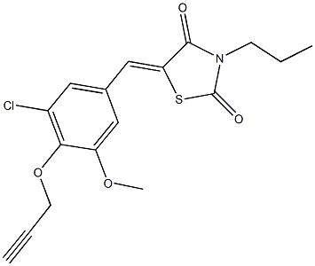 5-[3-chloro-5-methoxy-4-(2-propynyloxy)benzylidene]-3-propyl-1,3-thiazolidine-2,4-dione Struktur