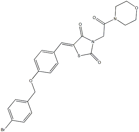 5-{4-[(4-bromobenzyl)oxy]benzylidene}-3-[2-(4-morpholinyl)-2-oxoethyl]-1,3-thiazolidine-2,4-dione Struktur