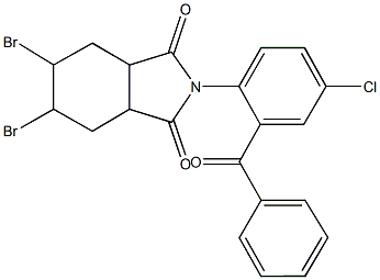 2-(2-benzoyl-4-chlorophenyl)-5,6-dibromohexahydro-1H-isoindole-1,3(2H)-dione Struktur