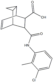 7-[(3-chloro-2-methylanilino)carbonyl]tricyclo[3.2.2.0~2,4~]non-8-ene-6-carboxylic acid Struktur