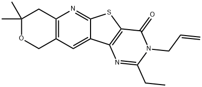 3-allyl-2-ethyl-8,8-dimethyl-7,10-dihydro-8H-pyrano[3'',4'':5',6']pyrido[3',2':4,5]thieno[3,2-d]pyrimidin-4(3H)-one Struktur