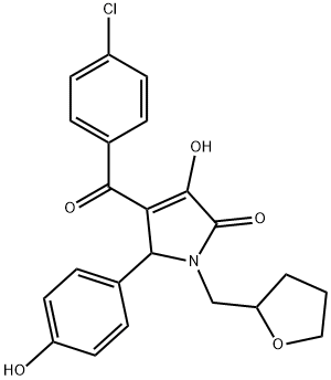 4-(4-chlorobenzoyl)-3-hydroxy-5-(4-hydroxyphenyl)-1-(tetrahydro-2-furanylmethyl)-1,5-dihydro-2H-pyrrol-2-one Struktur