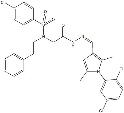 4-chloro-N-[2-(2-{[1-(2,5-dichlorophenyl)-2,5-dimethyl-1H-pyrrol-3-yl]methylene}hydrazino)-2-oxoethyl]-N-(2-phenylethyl)benzenesulfonamide Struktur