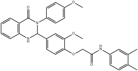 N-(3,4-dimethylphenyl)-2-{2-methoxy-4-[3-(4-methoxyphenyl)-4-oxo-1,2,3,4-tetrahydro-2-quinazolinyl]phenoxy}acetamide Struktur