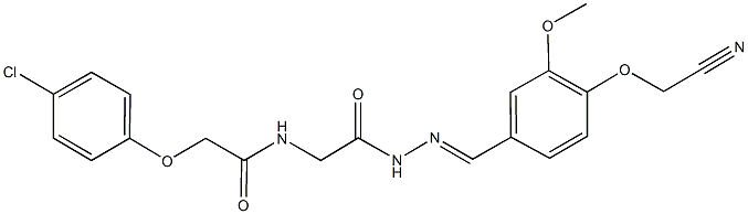 2-(4-chlorophenoxy)-N-(2-{2-[4-(cyanomethoxy)-3-methoxybenzylidene]hydrazino}-2-oxoethyl)acetamide Struktur