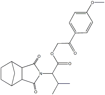 2-(4-methoxyphenyl)-2-oxoethyl 2-(3,5-dioxo-4-azatricyclo[5.2.1.0~2,6~]dec-4-yl)-3-methylbutanoate Struktur