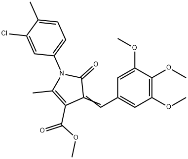 methyl 1-(3-chloro-4-methylphenyl)-2-methyl-5-oxo-4-(3,4,5-trimethoxybenzylidene)-4,5-dihydro-1H-pyrrole-3-carboxylate Struktur