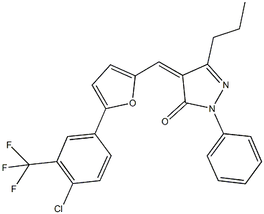 4-({5-[4-chloro-3-(trifluoromethyl)phenyl]-2-furyl}methylene)-2-phenyl-5-propyl-2,4-dihydro-3H-pyrazol-3-one Struktur