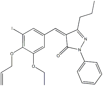 4-[4-(allyloxy)-3-ethoxy-5-iodobenzylidene]-2-phenyl-5-propyl-2,4-dihydro-3H-pyrazol-3-one Struktur