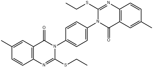 2-(ethylsulfanyl)-3-[4-(2-(ethylsulfanyl)-6-methyl-4-oxo-3(4H)-quinazolinyl)phenyl]-6-methyl-4(3H)-quinazolinone Struktur