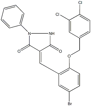 4-{5-bromo-2-[(3,4-dichlorobenzyl)oxy]benzylidene}-1-phenyl-3,5-pyrazolidinedione Struktur