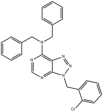 N,N-dibenzyl-N-[3-(2-chlorobenzyl)-3H-[1,2,3]triazolo[4,5-d]pyrimidin-7-yl]amine Struktur