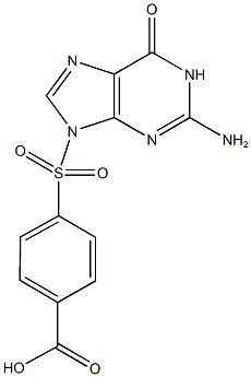 4-[(2-amino-6-oxo-1,6-dihydro-9H-purin-9-yl)sulfonyl]benzoic acid Struktur