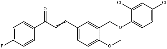 3-{3-[(2,4-dichlorophenoxy)methyl]-4-methoxyphenyl}-1-(4-fluorophenyl)-2-propen-1-one Struktur