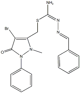 (4-bromo-2-methyl-5-oxo-1-phenyl-2,5-dihydro-1H-pyrazol-3-yl)methyl N'-benzylidenehydrazonothiocarbamate Struktur