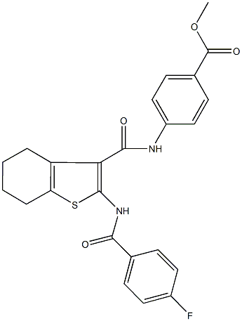 methyl 4-[({2-[(4-fluorobenzoyl)amino]-4,5,6,7-tetrahydro-1-benzothien-3-yl}carbonyl)amino]benzoate Struktur