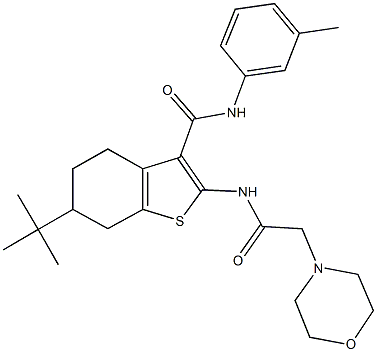 6-tert-butyl-N-(3-methylphenyl)-2-[(4-morpholinylacetyl)amino]-4,5,6,7-tetrahydro-1-benzothiophene-3-carboxamide Struktur