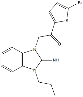 1-(5-bromo-2-thienyl)-2-(2-imino-3-propyl-2,3-dihydro-1H-benzimidazol-1-yl)ethanone Struktur