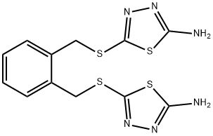 5-[(2-{[(5-amino-1,3,4-thiadiazol-2-yl)sulfanyl]methyl}benzyl)sulfanyl]-1,3,4-thiadiazol-2-ylamine Struktur