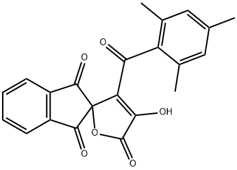 3-hydroxy-4-(2,4,6-trimethylbenzoyl)-spiro[furan-5,2'-(1'H)-indene]-1',2,3'(2'H,5H)-trione Struktur