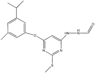 N'-[6-(3-isopropyl-5-methylphenoxy)-2-(methylsulfanyl)-4-pyrimidinyl]formic hydrazide Struktur