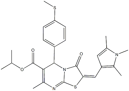 isopropyl 7-methyl-5-[4-(methylsulfanyl)phenyl]-3-oxo-2-[(1,2,5-trimethyl-1H-pyrrol-3-yl)methylene]-2,3-dihydro-5H-[1,3]thiazolo[3,2-a]pyrimidine-6-carboxylate Struktur