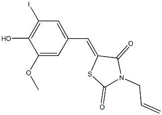 3-allyl-5-(4-hydroxy-3-iodo-5-methoxybenzylidene)-1,3-thiazolidine-2,4-dione Struktur