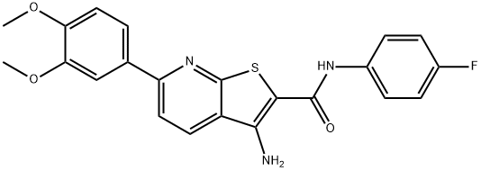 3-amino-6-(3,4-dimethoxyphenyl)-N-(4-fluorophenyl)thieno[2,3-b]pyridine-2-carboxamide Struktur