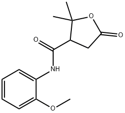 N-(2-methoxyphenyl)-2,2-dimethyl-5-oxotetrahydro-3-furancarboxamide Struktur