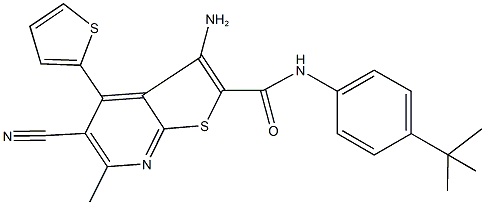 3-amino-N-(4-tert-butylphenyl)-5-cyano-6-methyl-4-(2-thienyl)thieno[2,3-b]pyridine-2-carboxamide Struktur