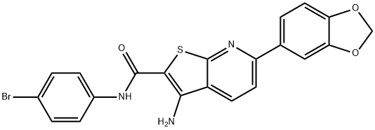 3-amino-6-(1,3-benzodioxol-5-yl)-N-(4-bromophenyl)thieno[2,3-b]pyridine-2-carboxamide Struktur