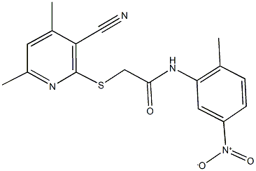 2-[(3-cyano-4,6-dimethylpyridin-2-yl)sulfanyl]-N-{5-nitro-2-methylphenyl}acetamide Struktur