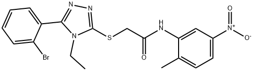 2-{[5-(2-bromophenyl)-4-ethyl-4H-1,2,4-triazol-3-yl]sulfanyl}-N-{5-nitro-2-methylphenyl}acetamide Struktur