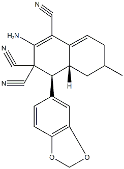 2-amino-4-(1,3-benzodioxol-5-yl)-6-methyl-4a,5,6,7-tetrahydro-1,3,3(4H)-naphthalenetricarbonitrile Struktur