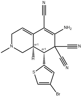 6-amino-8-(4-bromo-2-thienyl)-2-methyl-2,3,8,8a-tetrahydro-5,7,7(1H)-isoquinolinetricarbonitrile Struktur