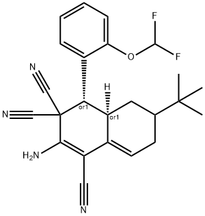 2-amino-6-tert-butyl-4-[2-(difluoromethoxy)phenyl]-4a,5,6,7-tetrahydro-1,3,3(4H)-naphthalenetricarbonitrile Struktur