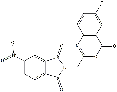 2-[(6-chloro-4-oxo-4H-3,1-benzoxazin-2-yl)methyl]-5-nitro-1H-isoindole-1,3(2H)-dione Struktur