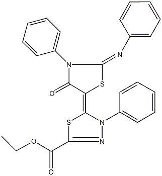 ethyl 5-[4-oxo-3-phenyl-2-(phenylimino)-1,3-thiazolidin-5-ylidene]-4-phenyl-4,5-dihydro-1,3,4-thiadiazole-2-carboxylate Struktur