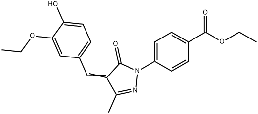 ethyl 4-[4-(3-ethoxy-4-hydroxybenzylidene)-3-methyl-5-oxo-4,5-dihydro-1H-pyrazol-1-yl]benzoate Struktur