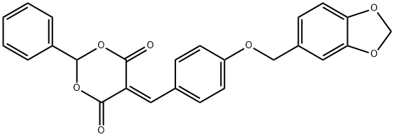 5-[4-(1,3-benzodioxol-5-ylmethoxy)benzylidene]-2-phenyl-1,3-dioxane-4,6-dione Struktur