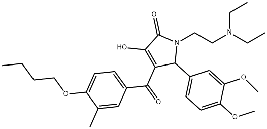 4-(4-butoxy-3-methylbenzoyl)-1-[2-(diethylamino)ethyl]-5-(3,4-dimethoxyphenyl)-3-hydroxy-1,5-dihydro-2H-pyrrol-2-one Struktur