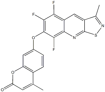 4-methyl-7-[(5,6,8-trifluoro-3-methylisothiazolo[5,4-b]quinolin-7-yl)oxy]-2H-chromen-2-one Struktur