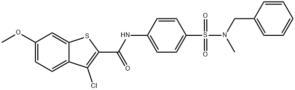 N-(4-{[benzyl(methyl)amino]sulfonyl}phenyl)-3-chloro-6-methoxy-1-benzothiophene-2-carboxamide Struktur