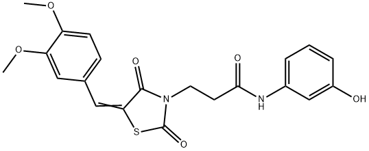 3-[5-(3,4-dimethoxybenzylidene)-2,4-dioxo-1,3-thiazolidin-3-yl]-N-(3-hydroxyphenyl)propanamide Struktur