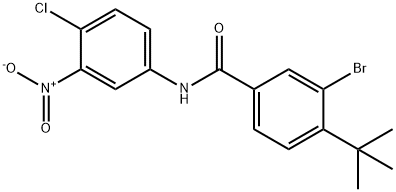 3-bromo-4-tert-butyl-N-{4-chloro-3-nitrophenyl}benzamide Struktur