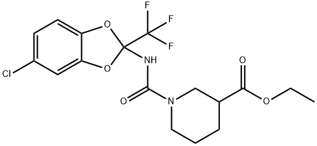 ethyl 1-({[5-chloro-2-(trifluoromethyl)-1,3-benzodioxol-2-yl]amino}carbonyl)-3-piperidinecarboxylate Struktur