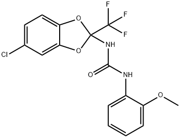 N-[5-chloro-2-(trifluoromethyl)-1,3-benzodioxol-2-yl]-N'-(2-methoxyphenyl)urea Struktur