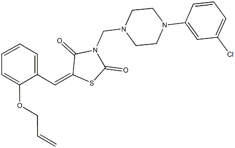 5-[2-(allyloxy)benzylidene]-3-{[4-(3-chlorophenyl)-1-piperazinyl]methyl}-1,3-thiazolidine-2,4-dione Struktur