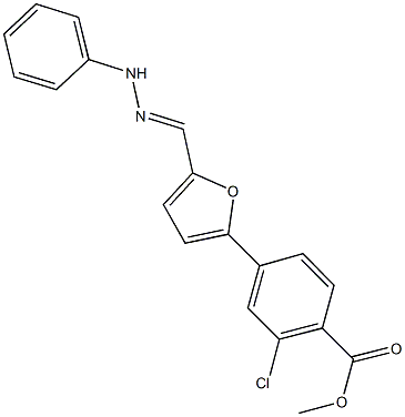 methyl 2-chloro-4-[5-(2-phenylcarbohydrazonoyl)-2-furyl]benzoate Struktur